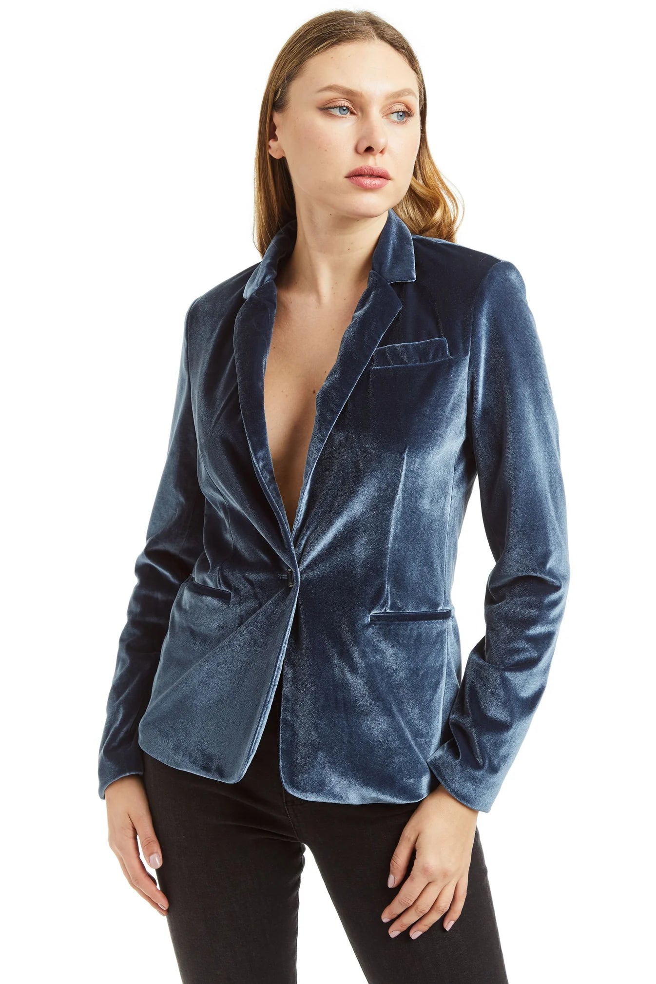 Lined Stretch Velvet Blazer