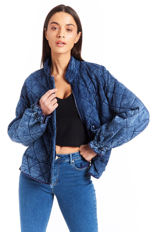 Diamond Quilted Denim Jacket