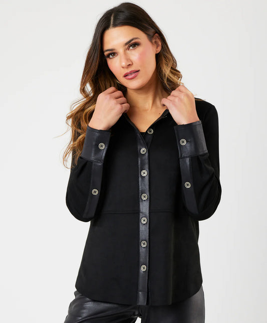 Vegan Leather/Suede Button Down Shirt