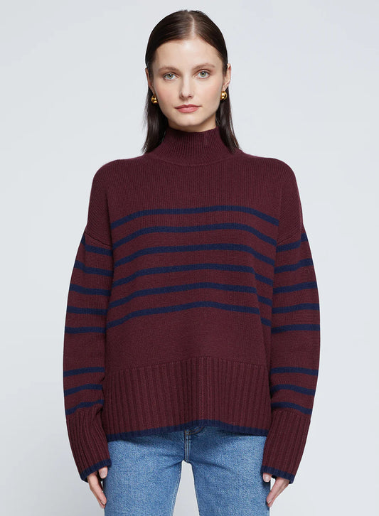 Striped Mock Neck Sweater